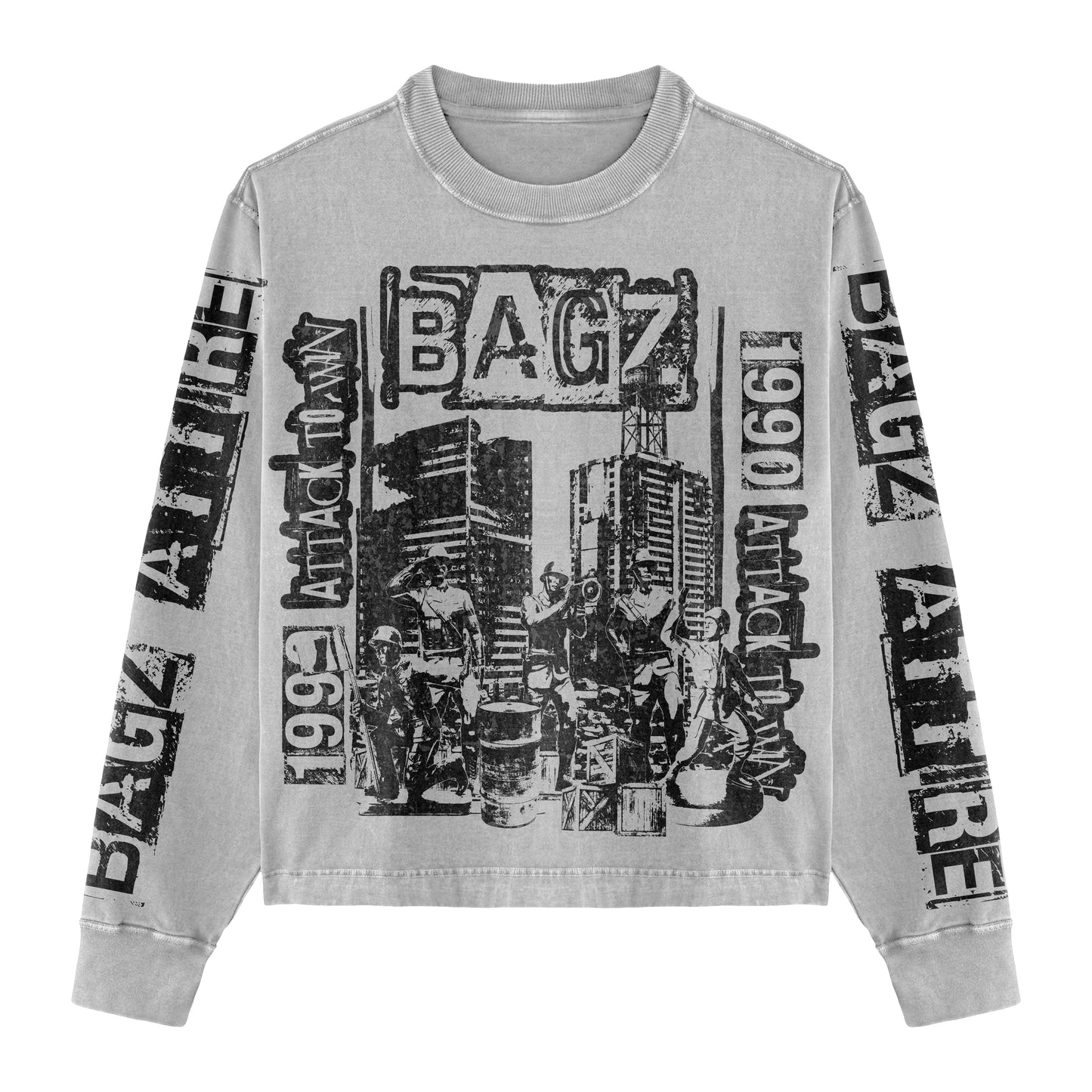 ACID WASH LONG SLEEVE (WHITE)